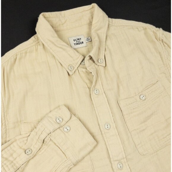 Flint And Tinder Double Gauze Shirt Men's Medium Casual Huckberry Light Yellow - Picture 1 of 14
